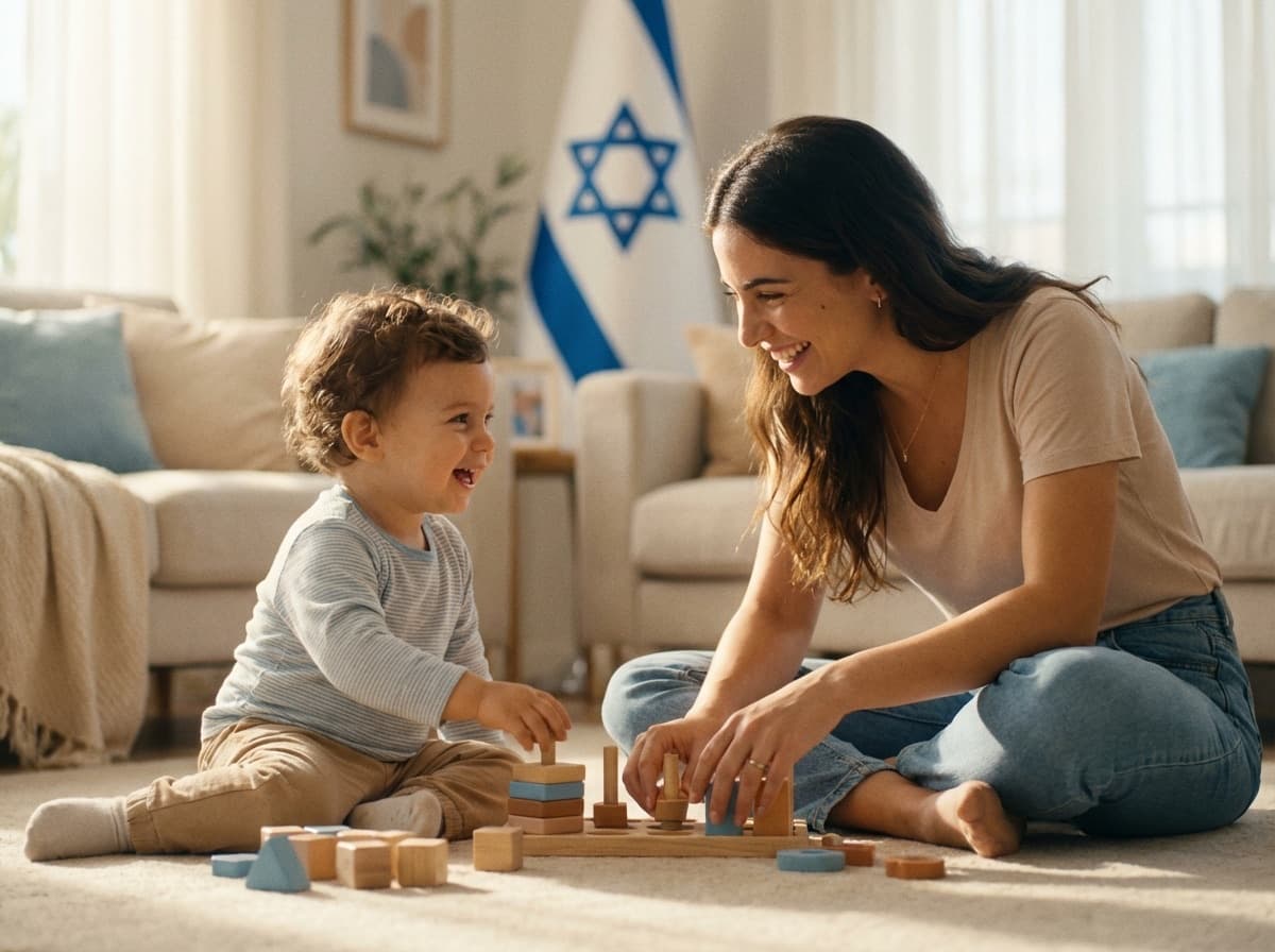 אמא וילד שמחים